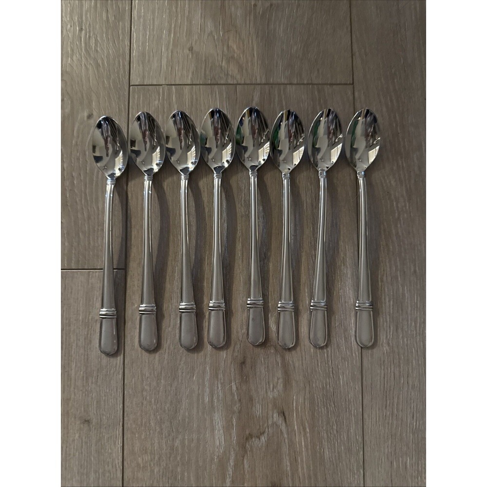 8 PCs Towle ARIEL-FROSTED Satin 18/8 Stainless Flatware 7 5/8" ICED TEA‎ SPOONS